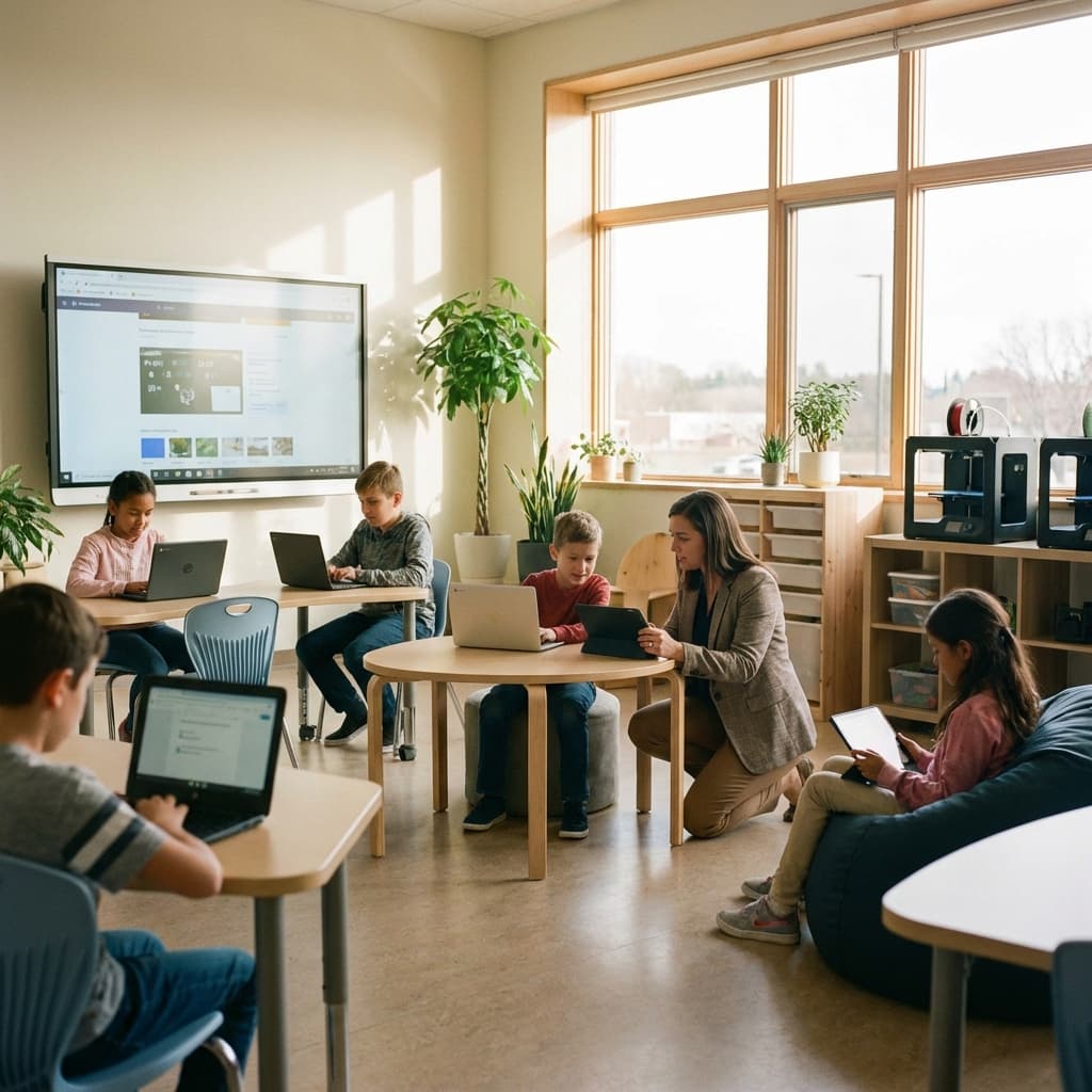 Students using technology in classroom